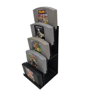 Black Plastic 5 Tier Display Stand Nintendo 64 N64 Games Cartridges Organizer 3d
